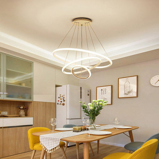 Circular Led Minimalist Pendant Acrylic Chandelier For Dining Room White / 23.5’ Lighting
