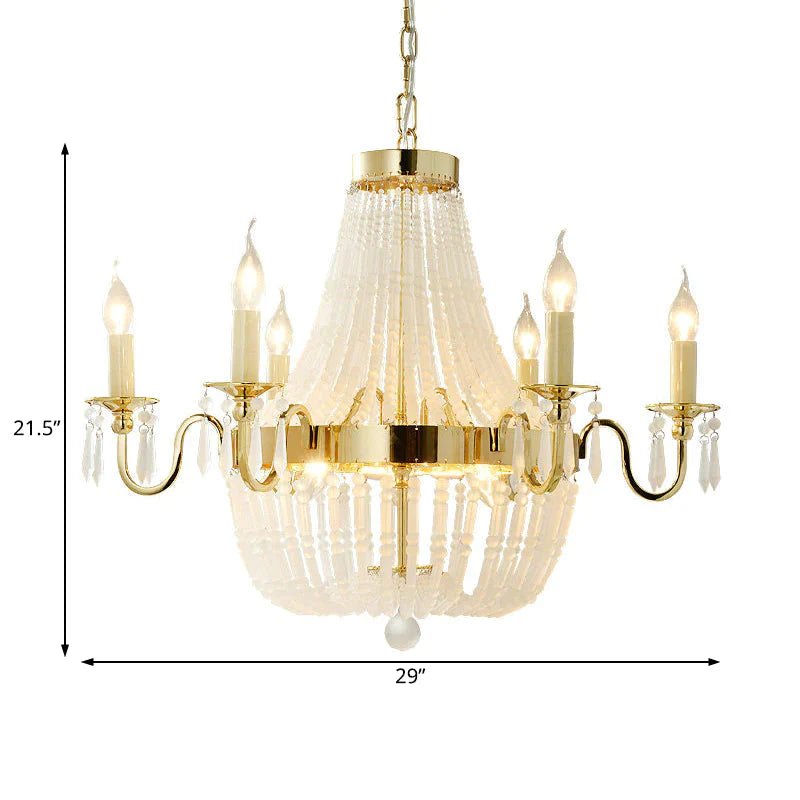 Empire Shape Crystal Chandelier Lighting Traditional 6 Lights Living Room Hanging Light Fixture In