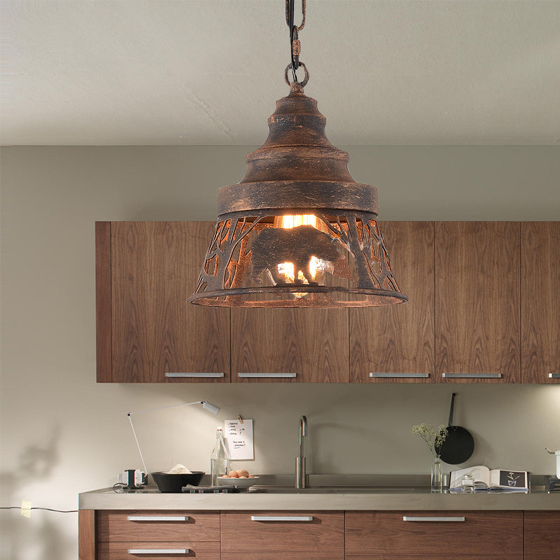 Sterope Ii - Rustic 8/12/18 W Tapered Hanging Ceiling Light Country Metal 1/2 Lights Restaurant