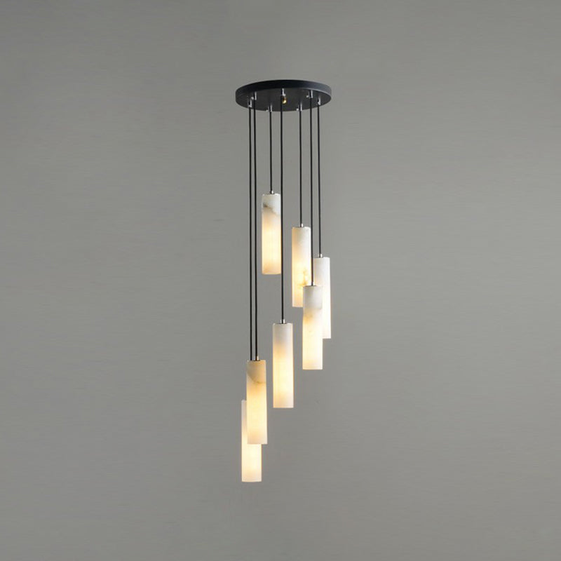 Marble Tubular Minimalistic Hanging Ceiling Light In White 7 / Pendant Lighting