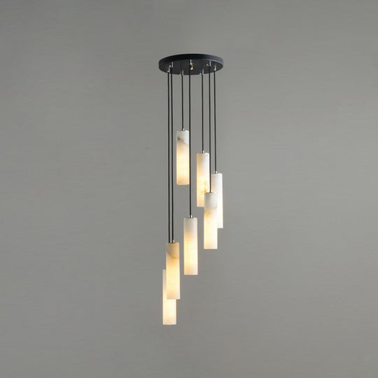 Marble Tubular Minimalistic Hanging Ceiling Light In White 7 / Pendant Lighting