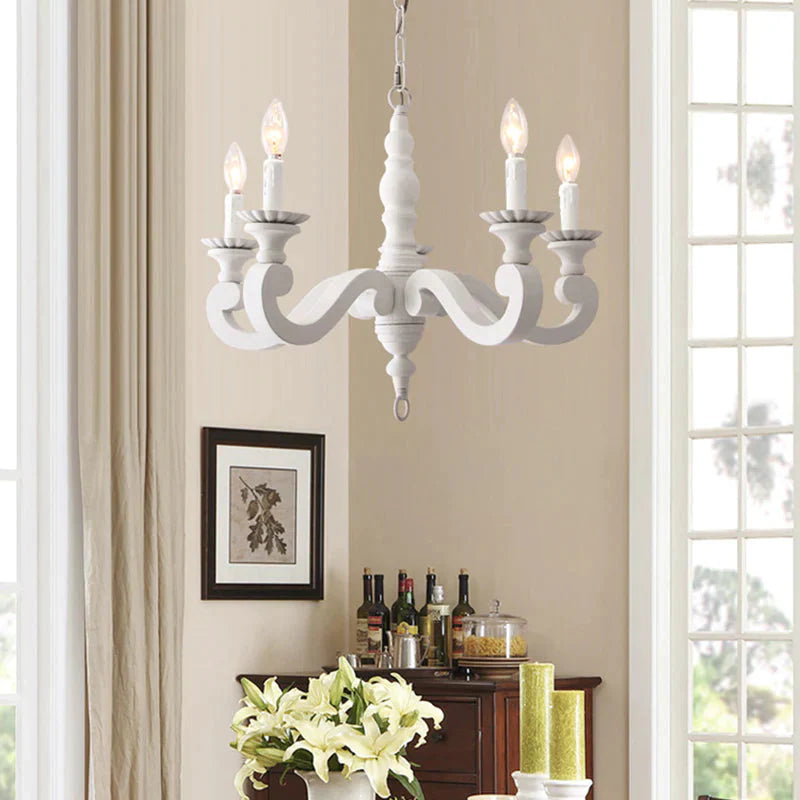 Spur Metal Hanging Chandelier Contemporary 5 Heads White Ceiling Pendant Light For Bedroom