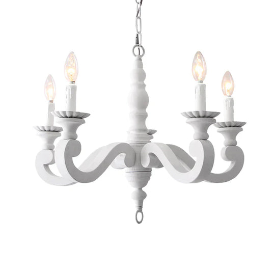 Spur Metal Hanging Chandelier Contemporary 5 Heads White Ceiling Pendant Light For Bedroom