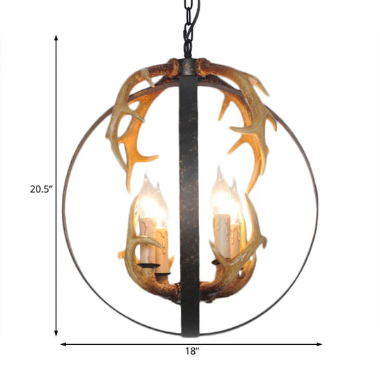 4/8 Lights Metal Chandelier Lighting Vintage Rust Round Dining Room Hanging Ceiling Fixture