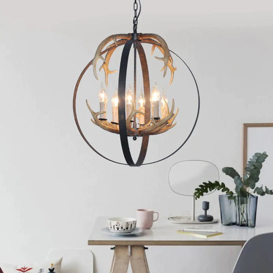 4/8 Lights Metal Chandelier Lighting Vintage Rust Round Dining Room Hanging Ceiling Fixture