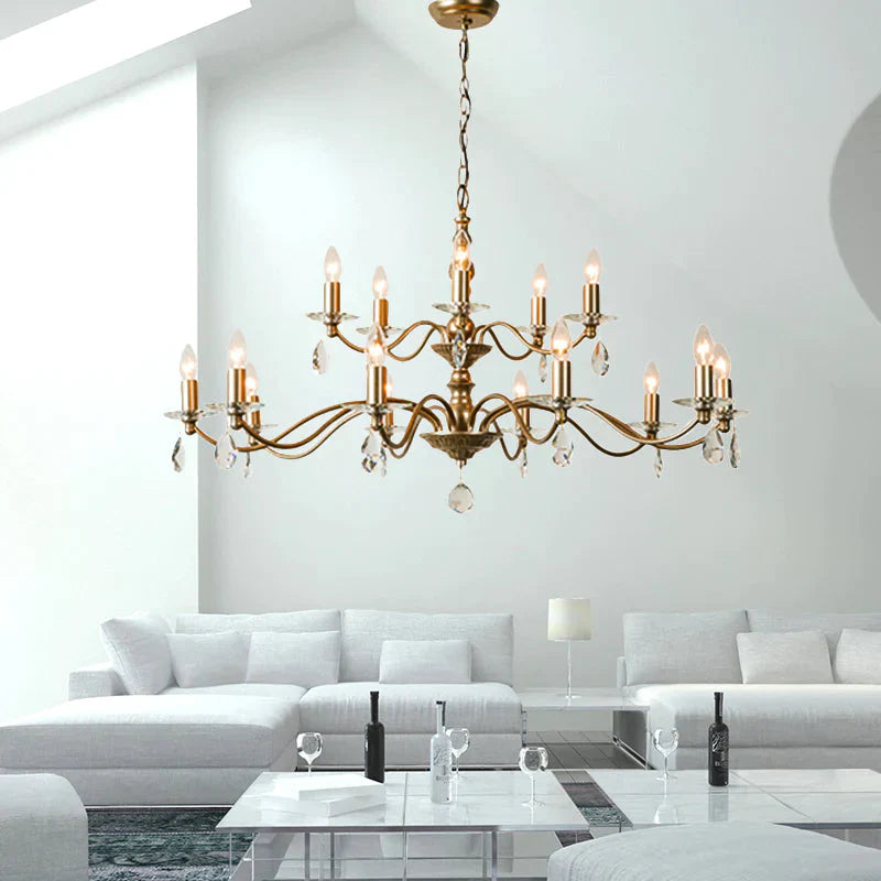 9/12/15 Lights Ceiling Light Country Candle Metal Hanging Chandelier In Champagne For Dining Room