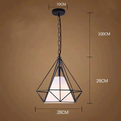 Modern Cage Pendant Light Iron Minimalist Retro Scandinavian Loft Pyramid Lamp Metal Hanging Lamp