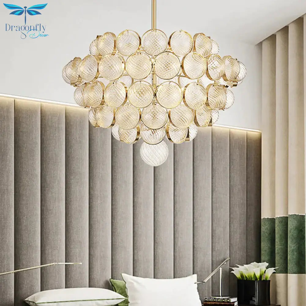 23.5’/33.5’ Wide Bubble Chandelier Lamp Modernism Crystal Beige Led Pendant Lighting Fixture