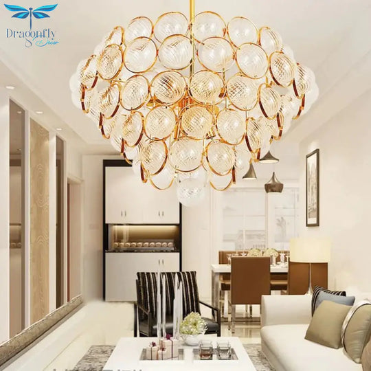 23.5’/33.5’ Wide Bubble Chandelier Lamp Modernism Crystal Beige Led Pendant Lighting Fixture