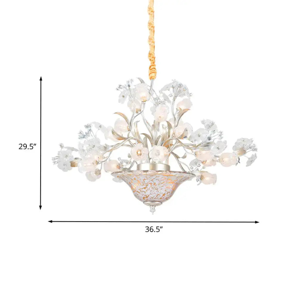 23 Bulbs Metal Chandelier Lamp Countryside Silver Blossom Living Room Led Pendant Lighting Fixture