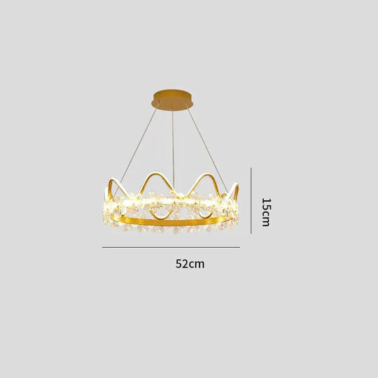 Bedroom Lamp Nordic Modern Simple Light Luxury Creative Personality Crown Crystal Chandelier Gold -