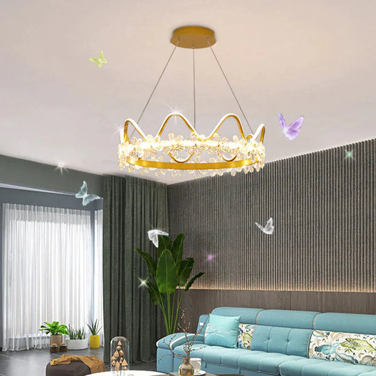 Bedroom Lamp Nordic Modern Simple Light Luxury Creative Personality Crown Crystal Chandelier Pendant