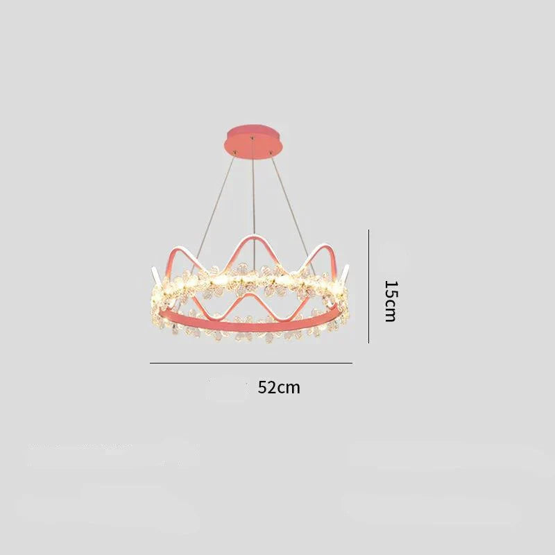 Bedroom Lamp Nordic Modern Simple Light Luxury Creative Personality Crown Crystal Chandelier Pink -
