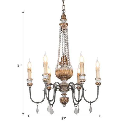 Rust Sputnik Chandelier Lamp Retro 6 Heads Metal Ceiling Pendant Light With Flat Drop For Living