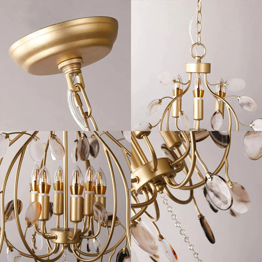 Brass Leaf Chandelier Lighting Modern Metal 3/6 Bulbs Pendant Light Fixture For Bedroom