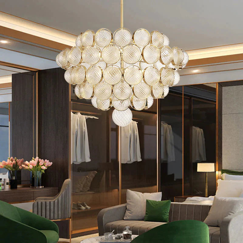 23.5’/33.5’ Wide Bubble Chandelier Lamp Modernism Crystal Beige Led Pendant Lighting Fixture