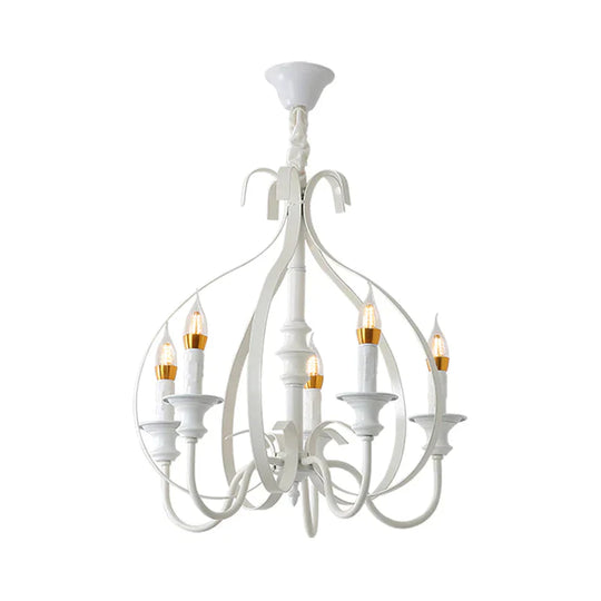 Metal Branch Chandelier Modernism 5 Heads White Pendant Lighting Fixture For Dining Room