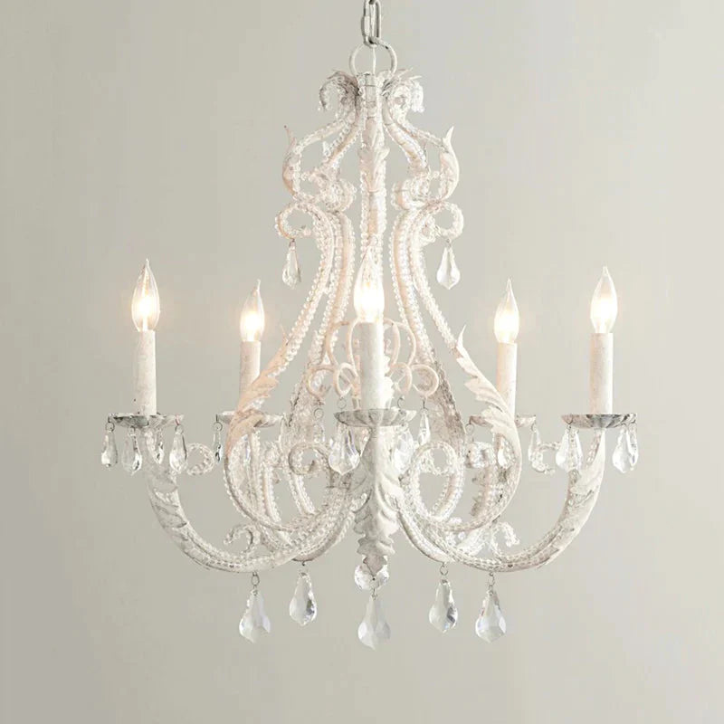 Grey/White Spur Chandelier Modern 5/6 Heads Crystal Ceiling Pendant Light For Living Room