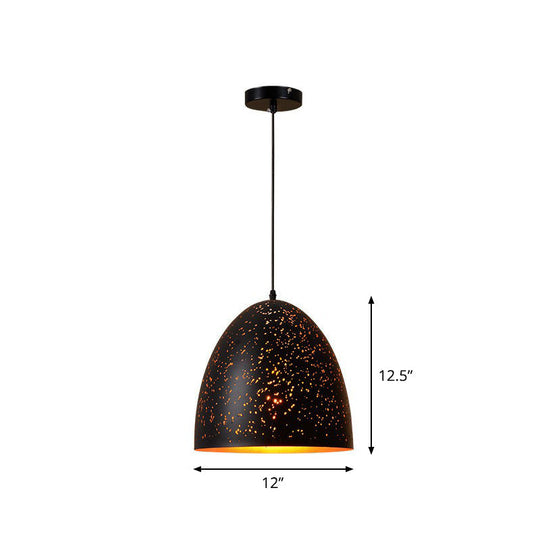 Nora - Retro Hollow - Out Metal Pendant Lighting 1 - Light Black Finish Suspension Light For