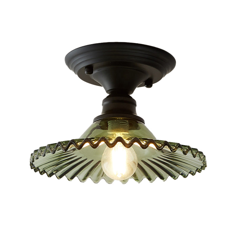 Panalope - Vintage Glass Radial Mini Ceiling Lighting: 1 - Light Balcony Semi Flush