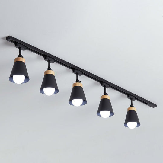 Living Room Semi Flush Mount Lamp With Cone Metal Shade 5 / Black Pendant Lighting