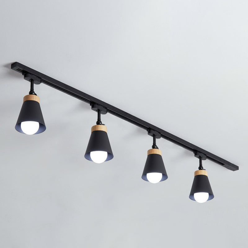 Living Room Semi Flush Mount Lamp With Cone Metal Shade 4 / Black Pendant Lighting
