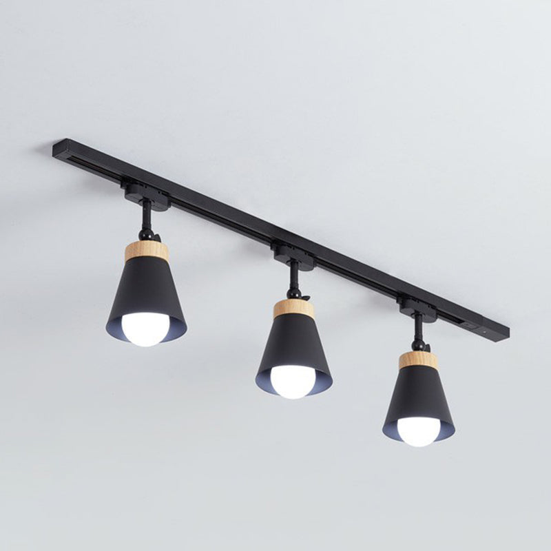 Living Room Semi Flush Mount Lamp With Cone Metal Shade 3 / Black Pendant Lighting