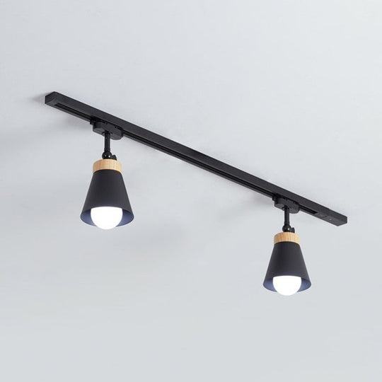 Living Room Semi Flush Mount Lamp With Cone Metal Shade 2 / Black Pendant Lighting