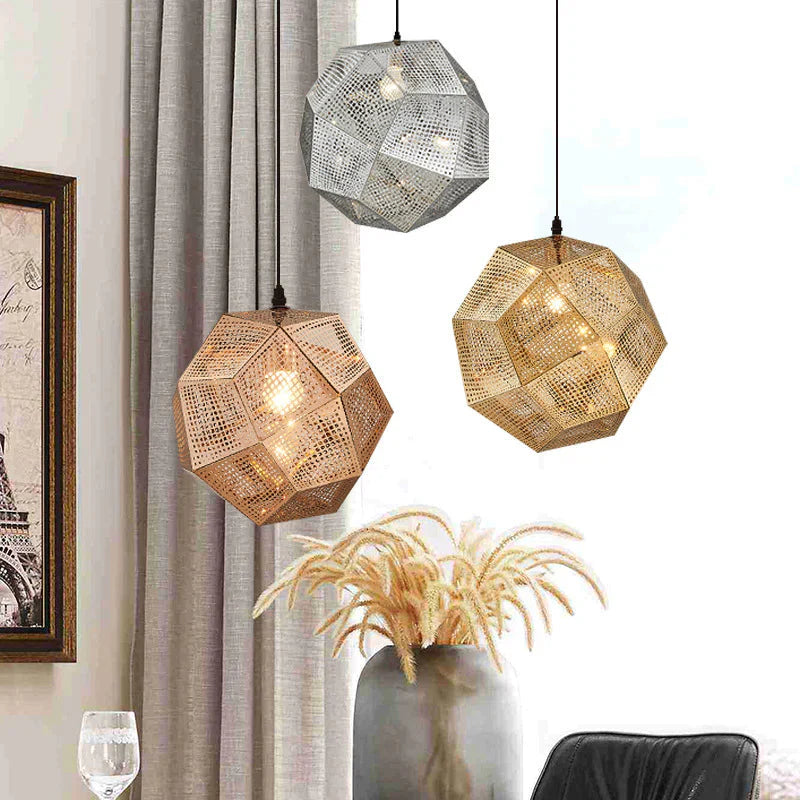 Simple Light And Shadow Faceted Ball Chandelier Creative Metal Restaurant Coffee Shop Bar Club