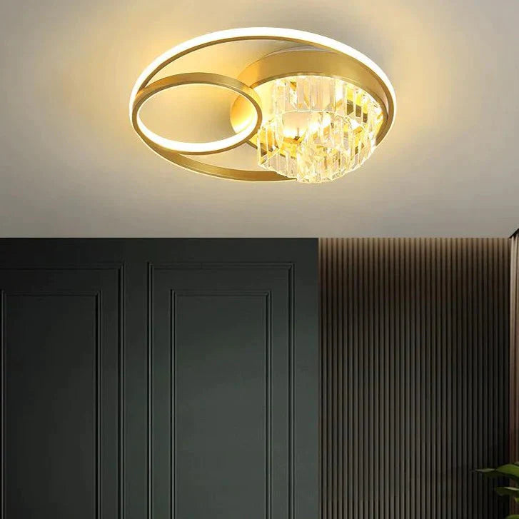 Creative Crystal Light In The Bedroom Copper Ceiling Lamp