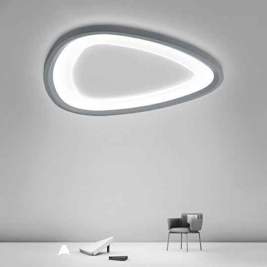 Minimalistic Dark Grey Droplet Led Flushmount Ceiling Light For Bedrooms - Modern Metal Design