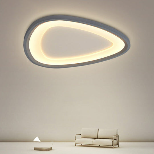 Minimalistic Dark Grey Droplet Led Flushmount Ceiling Light For Bedrooms - Modern Metal Design