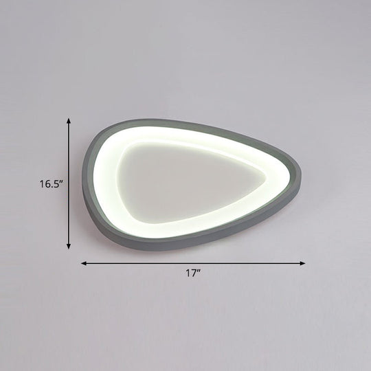 Minimalistic Dark Grey Droplet Led Flushmount Ceiling Light For Bedrooms - Modern Metal Design Gray