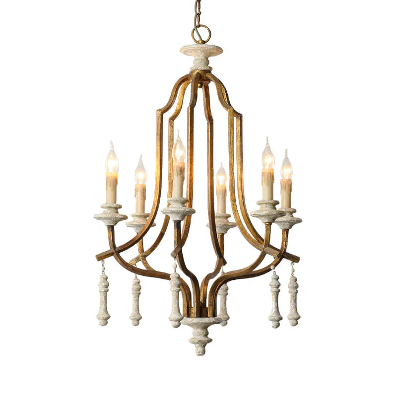 Metal Candelabra Chandelier Lamp Farmhouse 6 - Head Living Room Pendant Ceiling Light In Antique