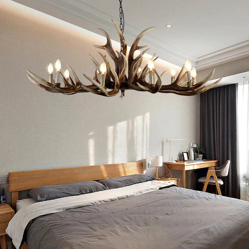 Resin Candelabra Chandelier Lamp Farmhouse 6/10/15 - Head Bedroom Pendant Ceiling Light In Brown