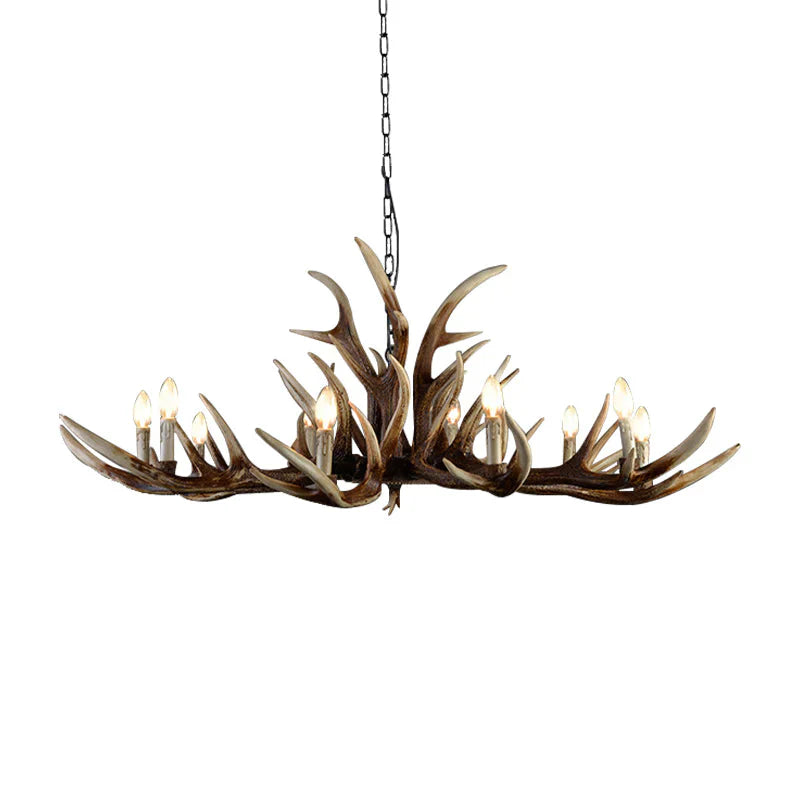 Resin Candelabra Chandelier Lamp Farmhouse 6/10/15 - Head Bedroom Pendant Ceiling Light In Brown