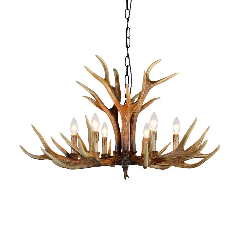 6/8/10 Lights Resin Chandelier Lamp Farmhouse Brown Deer Antler Kitchen Down Lighting Pendant