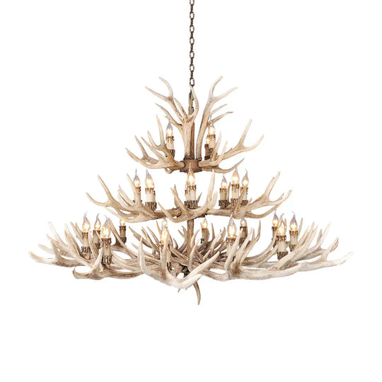 Resin Light Brown Hanging Chandelier Deer Antler 8/12/24 Bulbs Traditional Pendant Fixture For