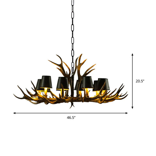 6/8/10 - Bulb Resin Suspension Light Rustic Black Tapered Living Room Chandelier Lighting With