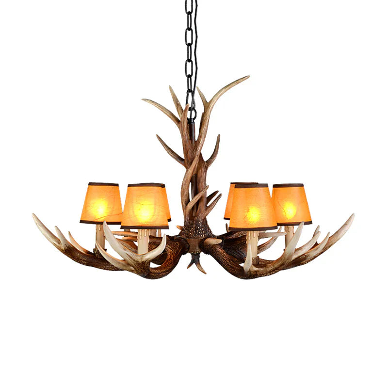 Cone Resin Ceiling Lamp Traditional 6/8/10 - Head Living Room Chandelier Pendant Light With