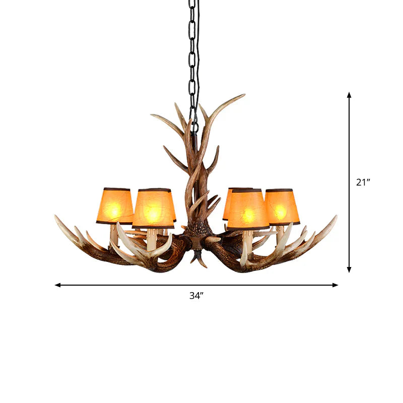 Cone Resin Ceiling Lamp Traditional 6/8/10 - Head Living Room Chandelier Pendant Light With