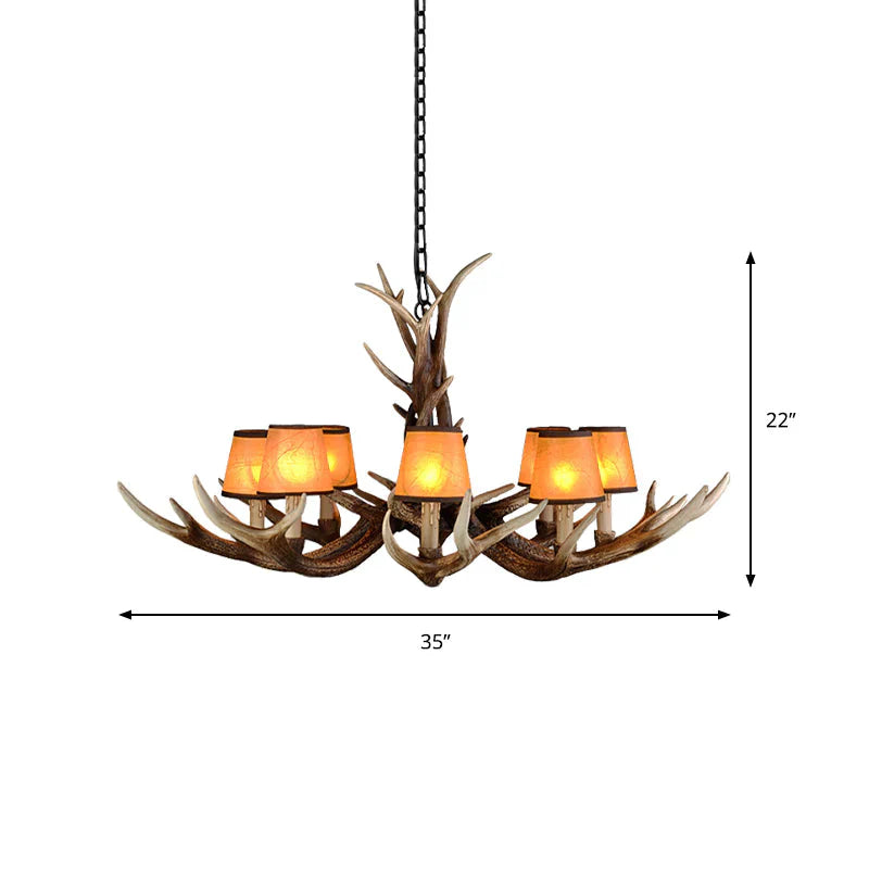 Cone Resin Ceiling Lamp Traditional 6/8/10 - Head Living Room Chandelier Pendant Light With