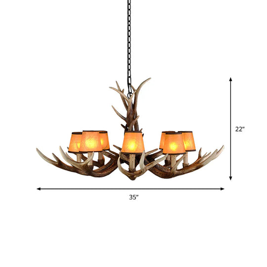 Cone Resin Ceiling Lamp Traditional 6/8/10 - Head Living Room Chandelier Pendant Light With