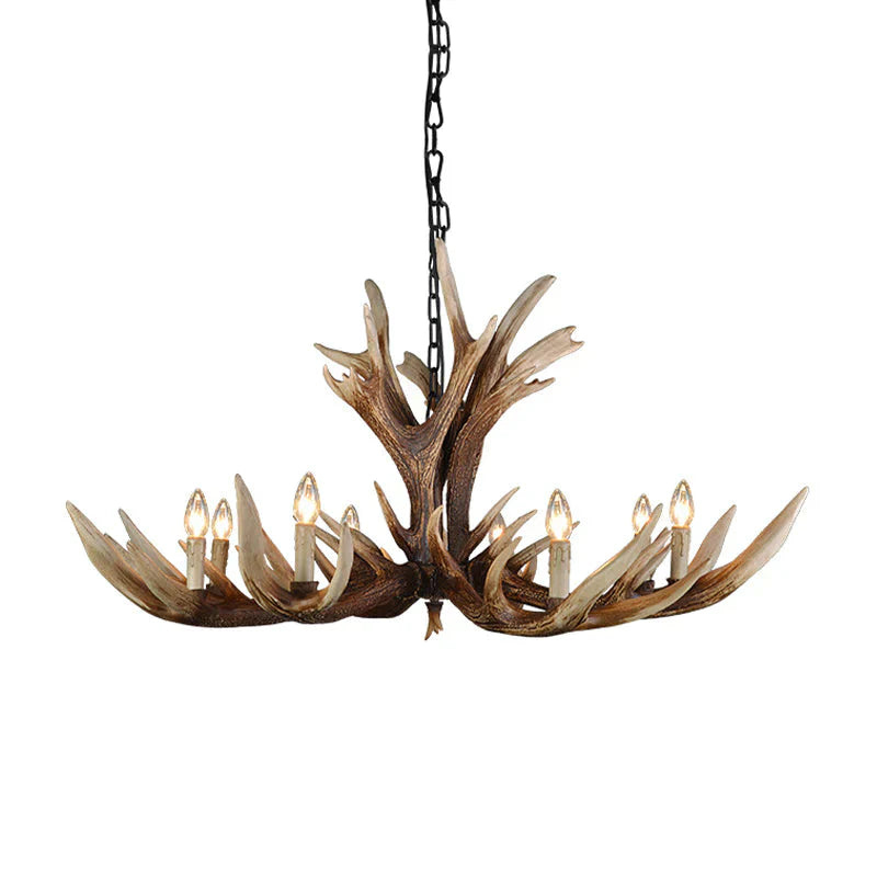 Light Brown 6/8/10 Lights Chandelier Lighting Rustic Resin Candelabra Pendant Lamp For Bedroom