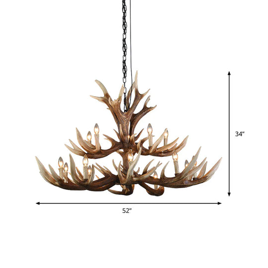 Light Brown 6/8/10 Lights Chandelier Lighting Rustic Resin Candelabra Pendant Lamp For Bedroom