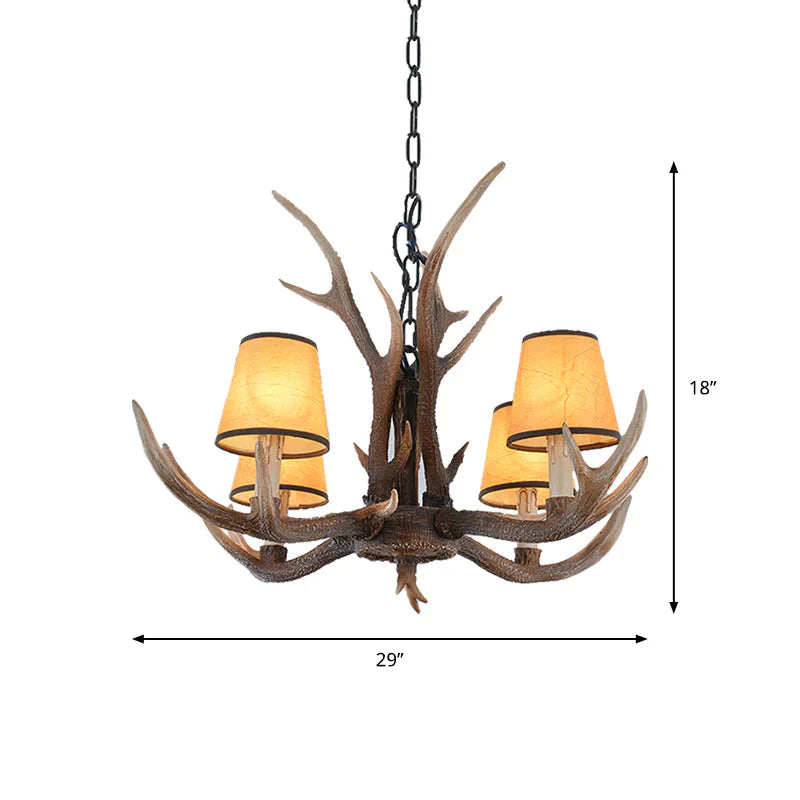 4/6/8 - Light Conical Chandelier Light Traditional Brown Resin Suspension Pendant For Kitchen Island