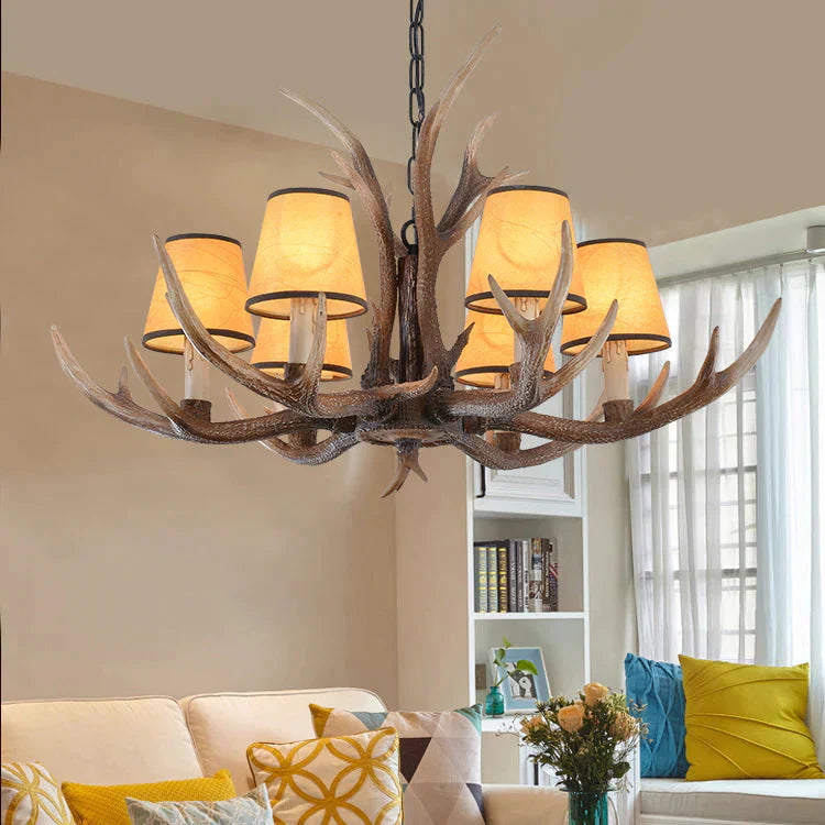 4/6/8 - Light Conical Chandelier Light Traditional Brown Resin Suspension Pendant For Kitchen Island