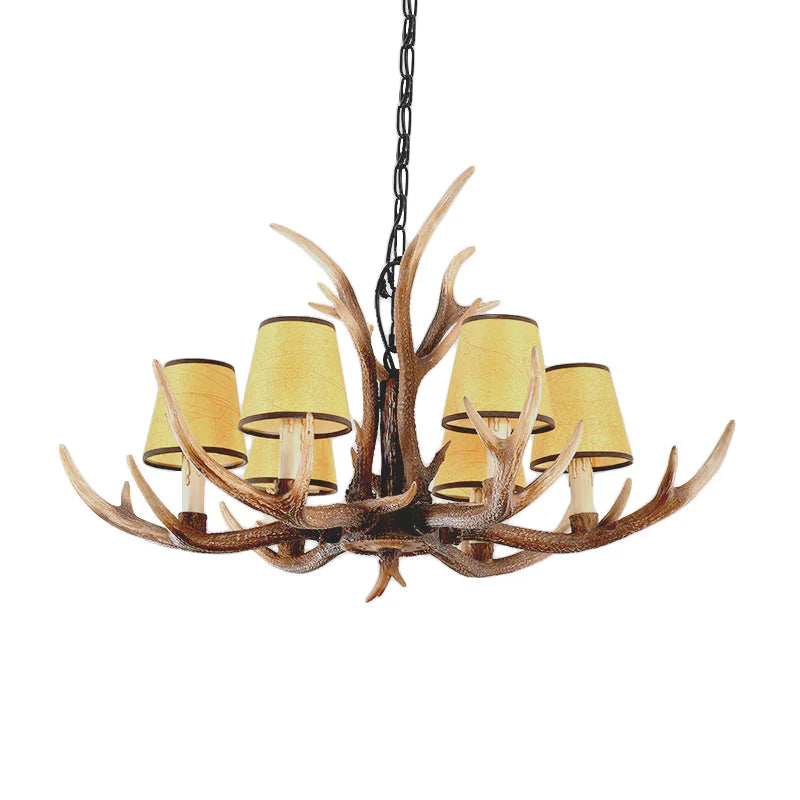 4/6/8 - Light Conical Chandelier Light Traditional Brown Resin Suspension Pendant For Kitchen Island