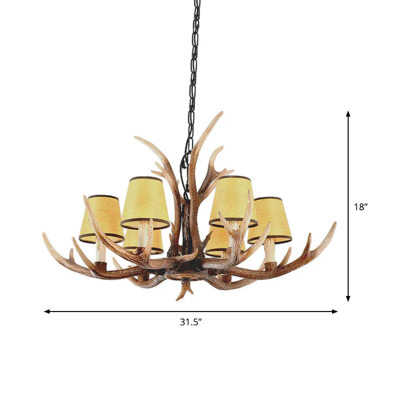 4/6/8 - Light Conical Chandelier Light Traditional Brown Resin Suspension Pendant For Kitchen Island