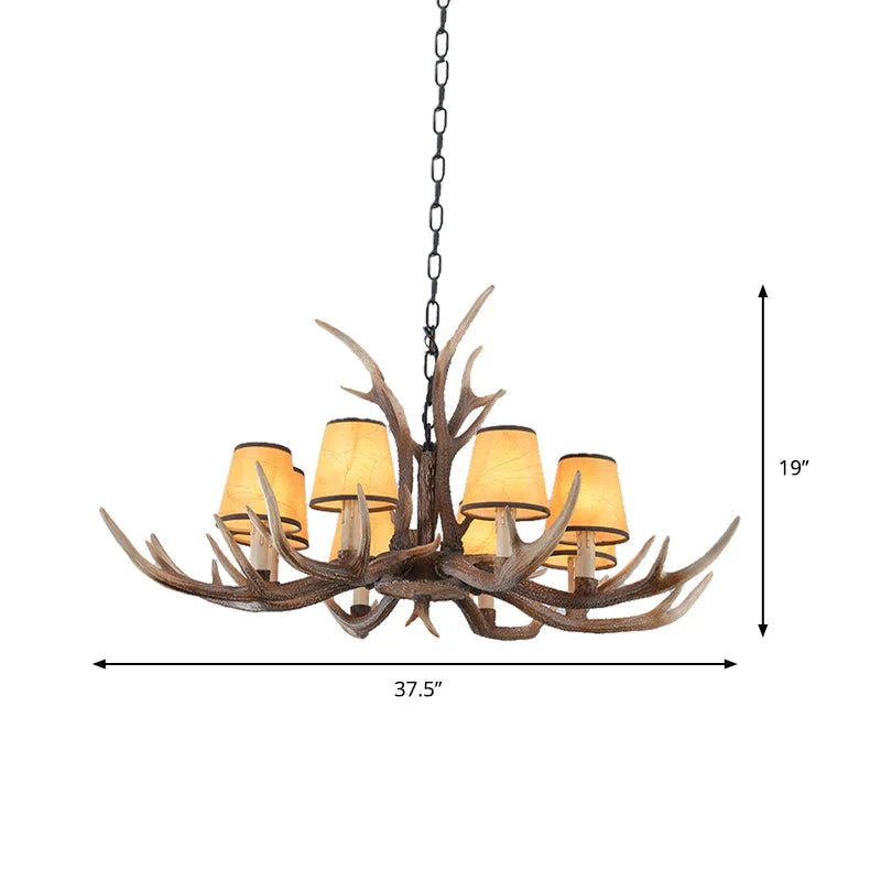 4/6/8 - Light Conical Chandelier Light Traditional Brown Resin Suspension Pendant For Kitchen Island